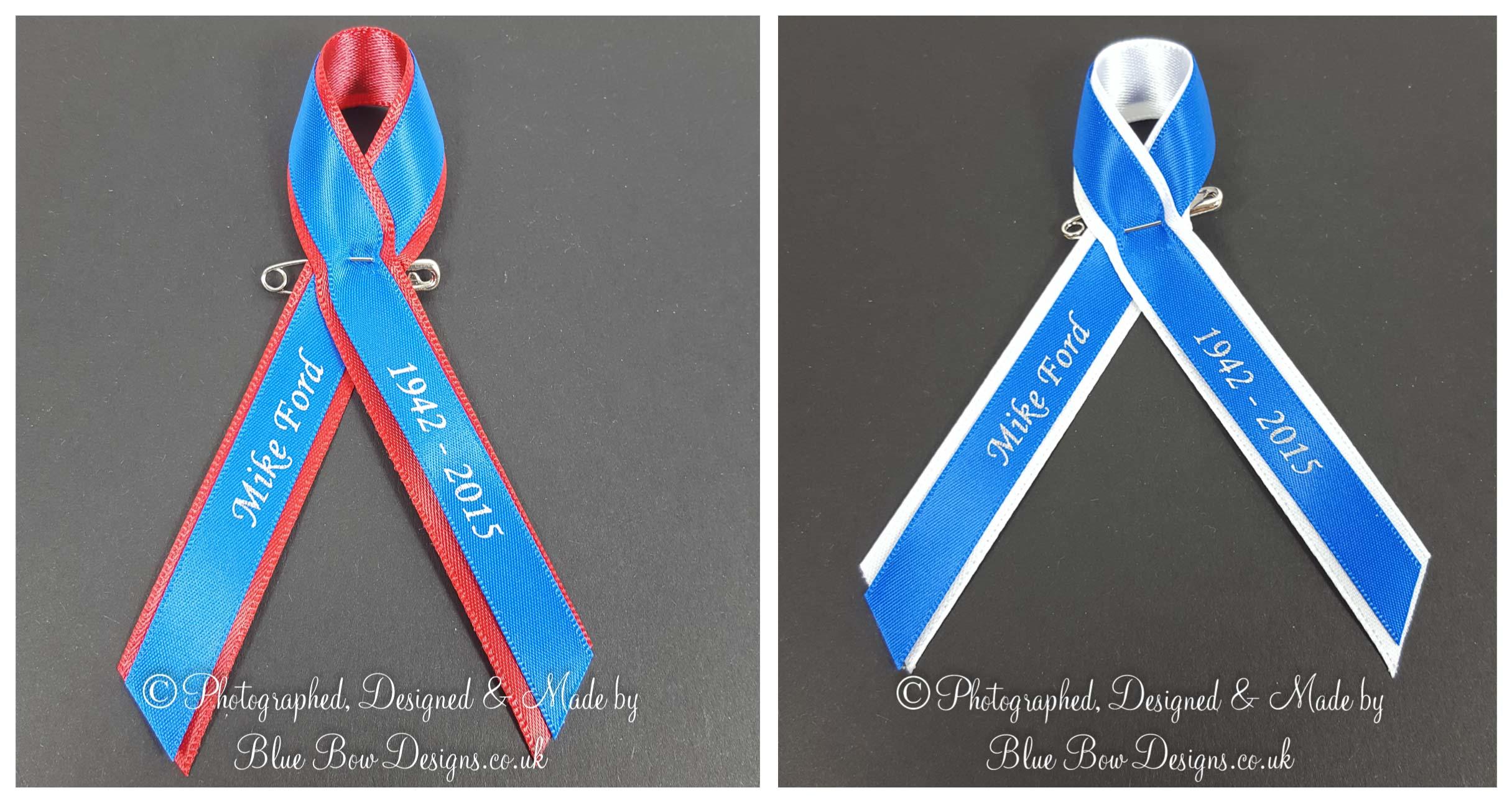 Memorial ribbons with two ribbon colours