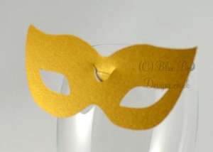 Gold 'Venice' No 6 mask for wine glass card.  place card for wine glass masquerade