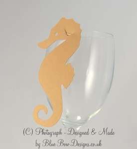 Kraft brown seahorse wine glass place card