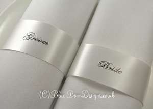 Ivory 45mm guest name napkin ribbons