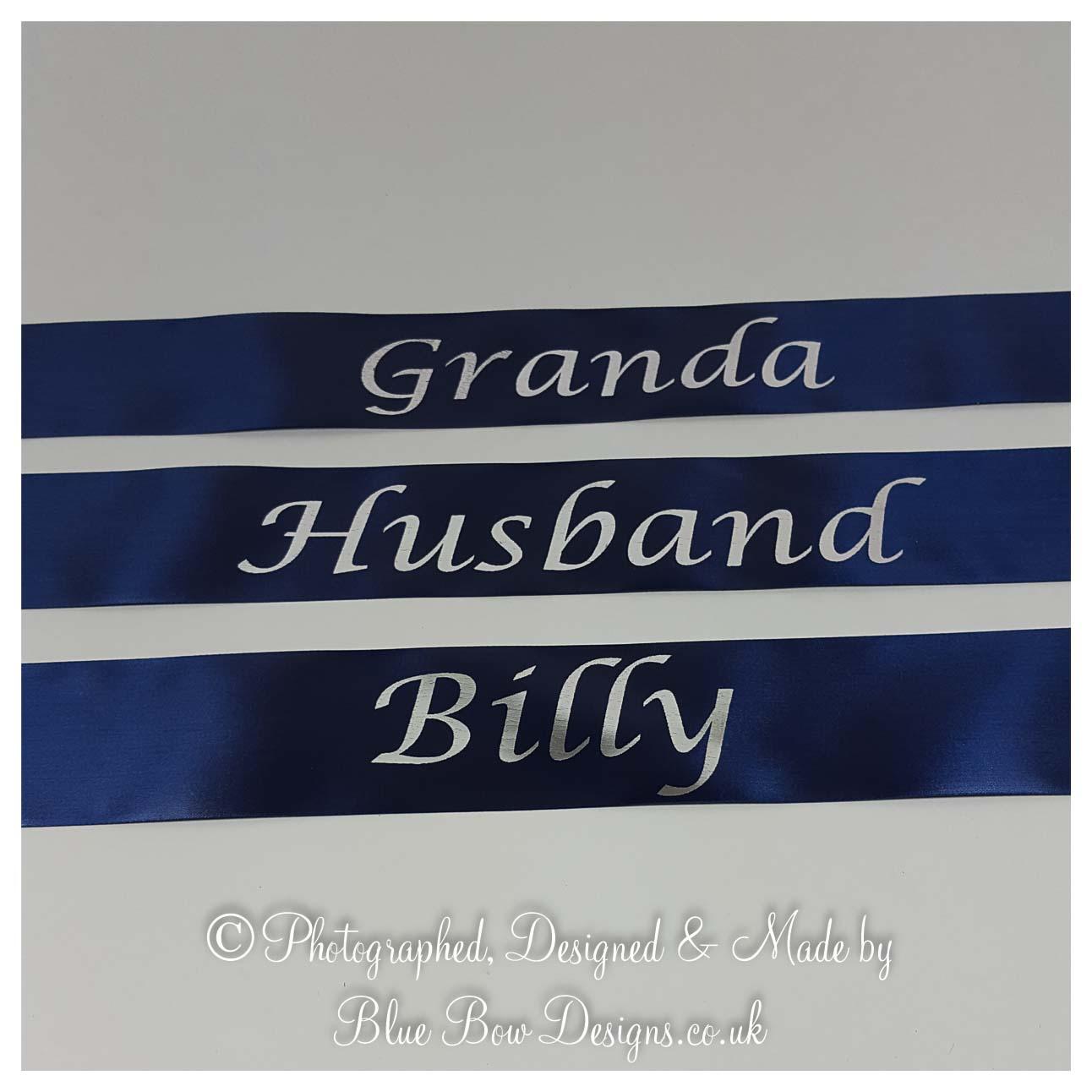 Navy funeral ribbons Grandad, Billy, Husband