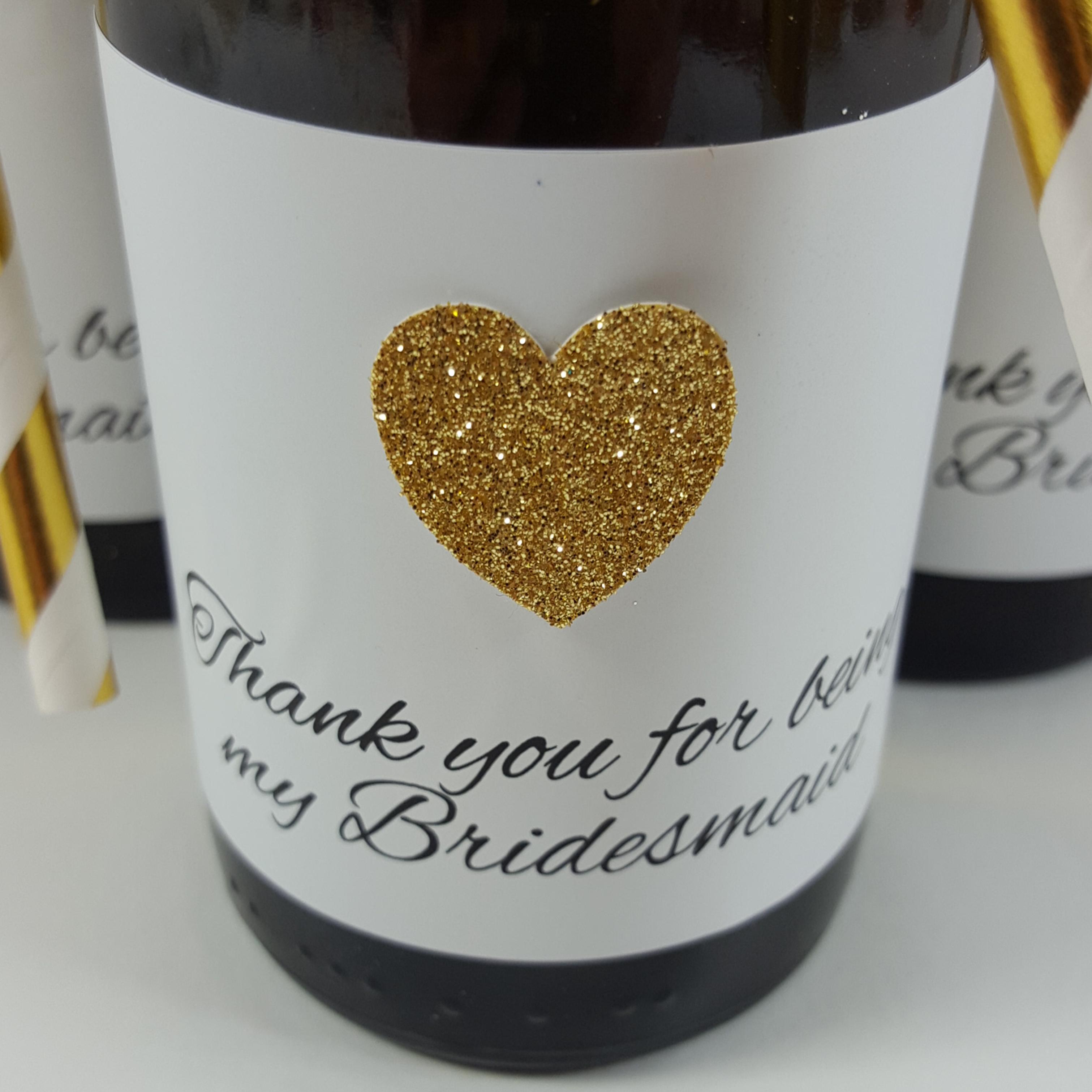 Gold Thank you for being my Bridesmaid Stickers straws and ribbons