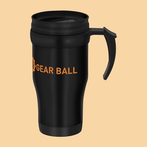 Custom logo printed travel mug in black