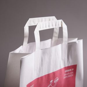 White logo printed giveaway food take away custom logo printed bags