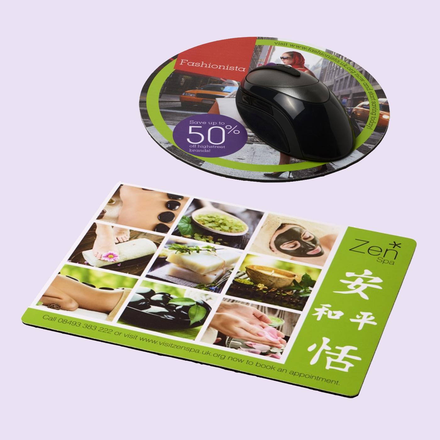 Printed round and rectangle mouse mats