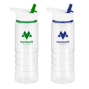 Clear custom logo branded sports bottle with straw