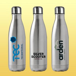 Stainless steel silver metal insulated drinks bottles with custom company logo