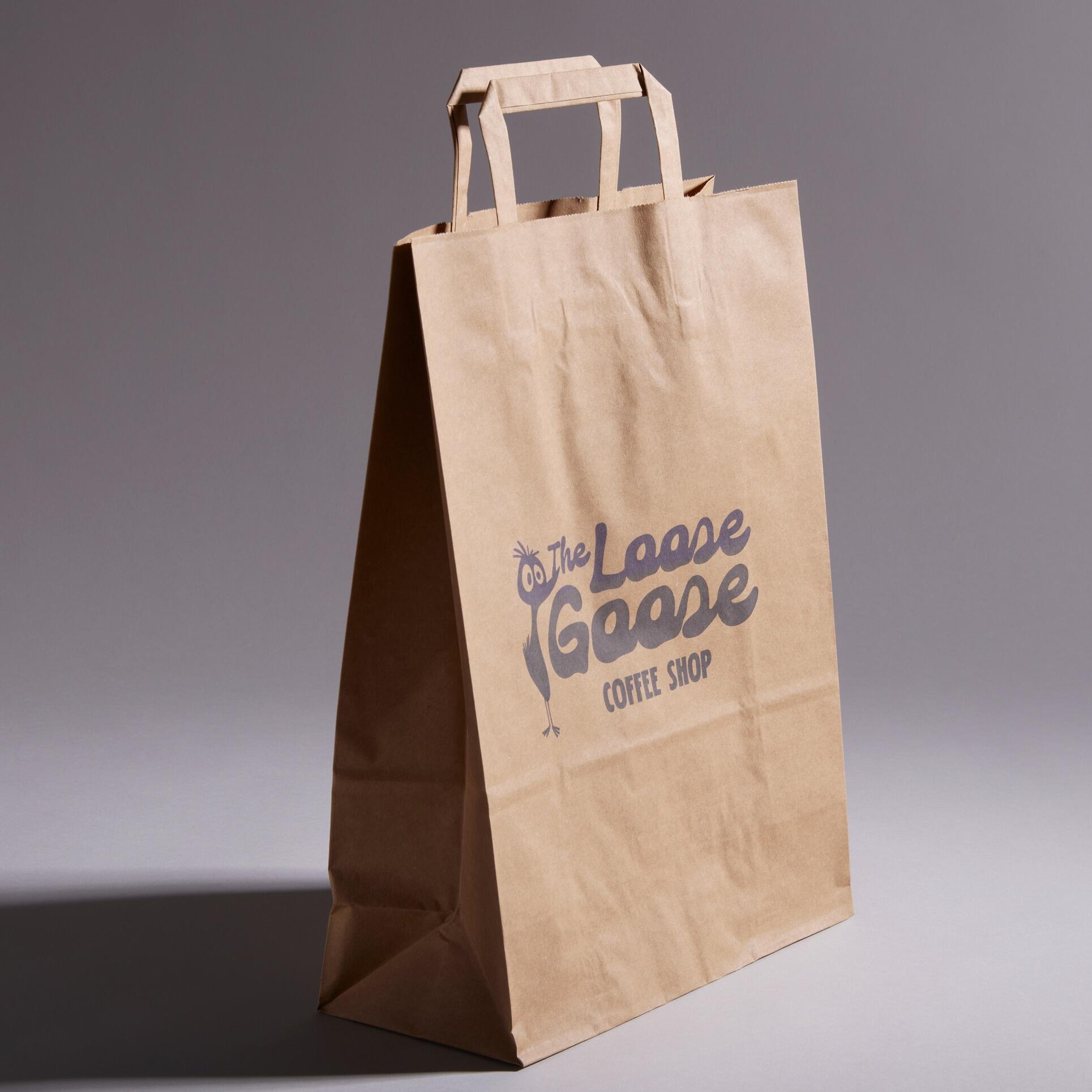 A4 size flat handle custom logo printed kraft paper promo cheap bag