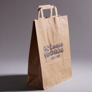 A4 size flat handle custom logo printed kraft paper promo cheap bag