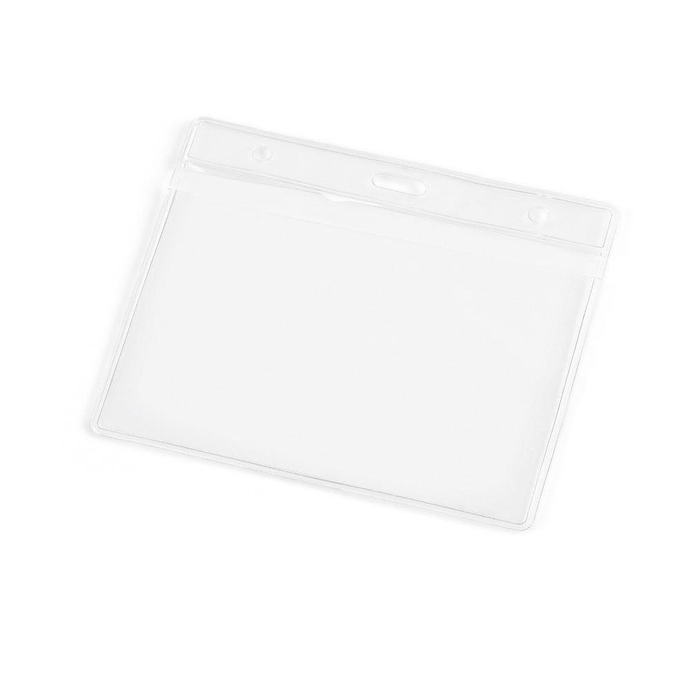 Horizontal / landscape clear transparent ID badge holder