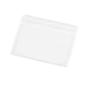 Horizontal / landscape clear transparent ID badge holder