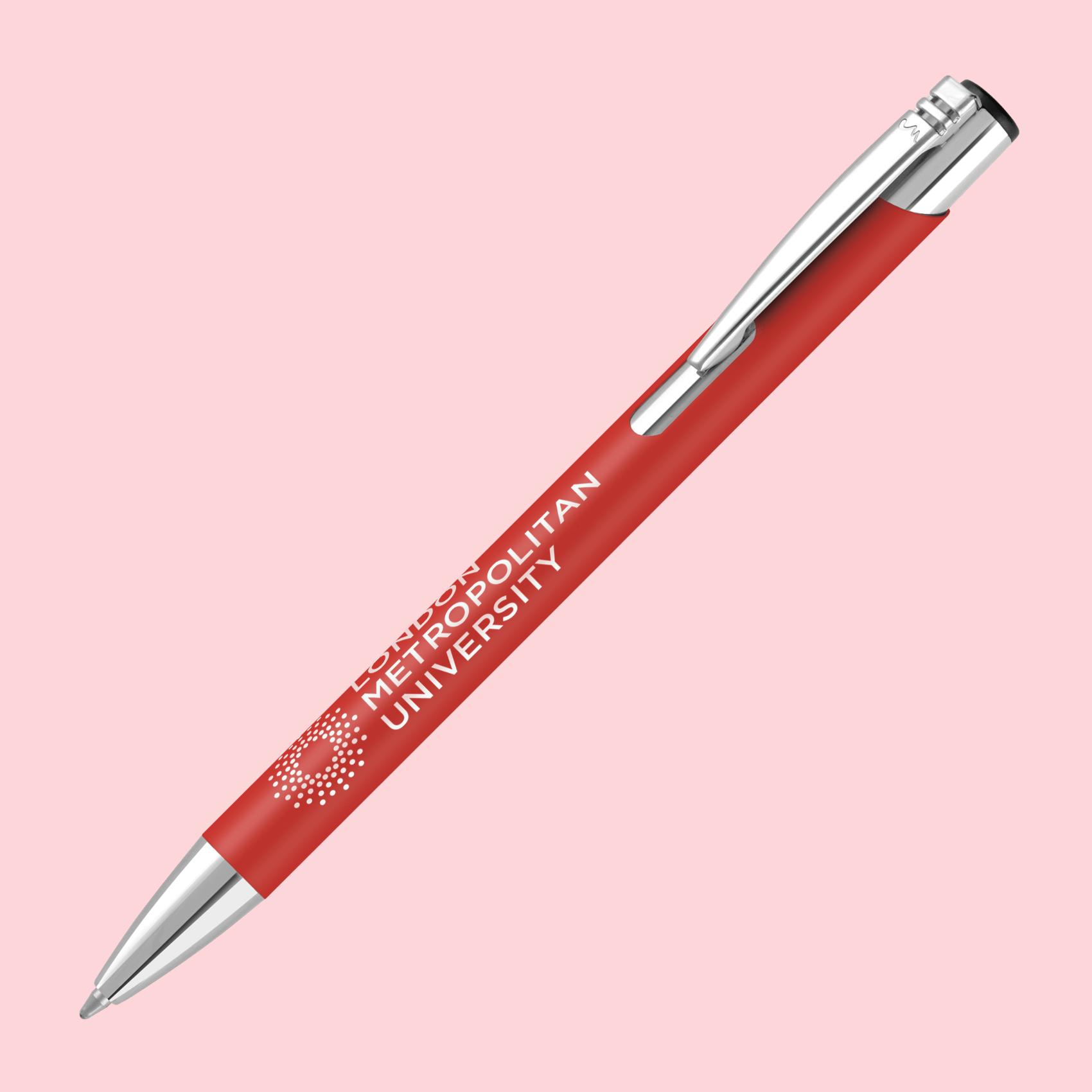 Red colour logo printed business pens