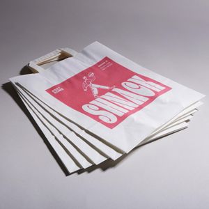 White flat handled full colour customised logo printed business kraft bag