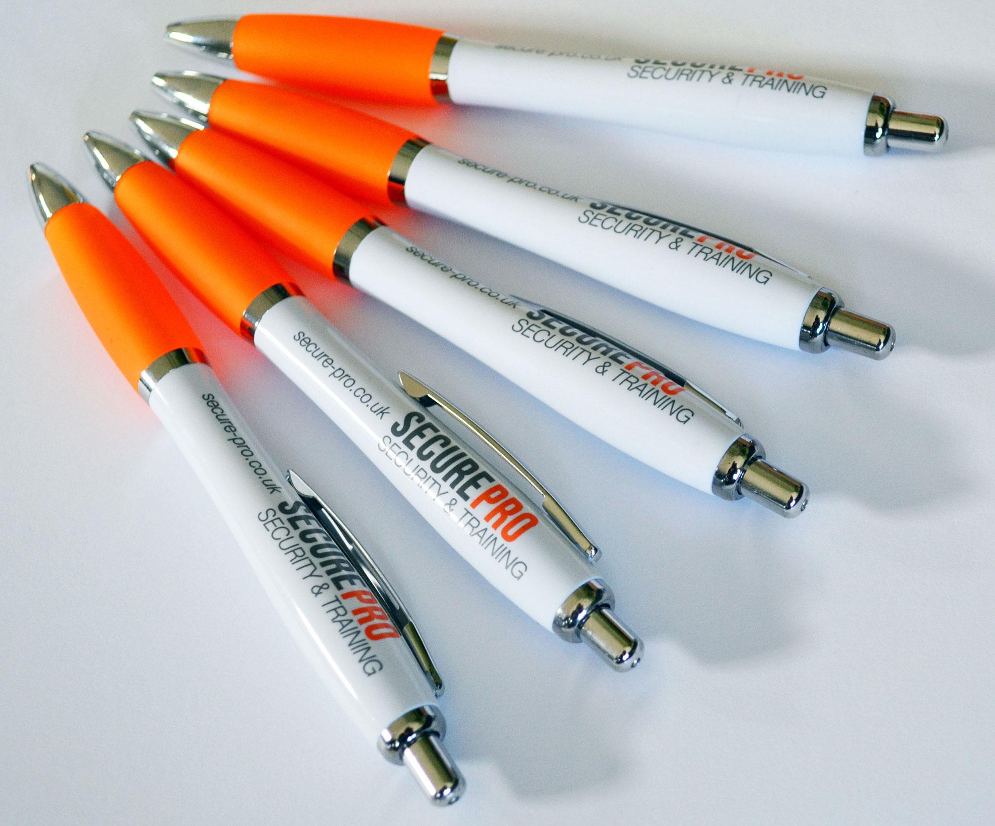 Logo Printed Pens Tonic Contour White Pens Full Colour Logo 