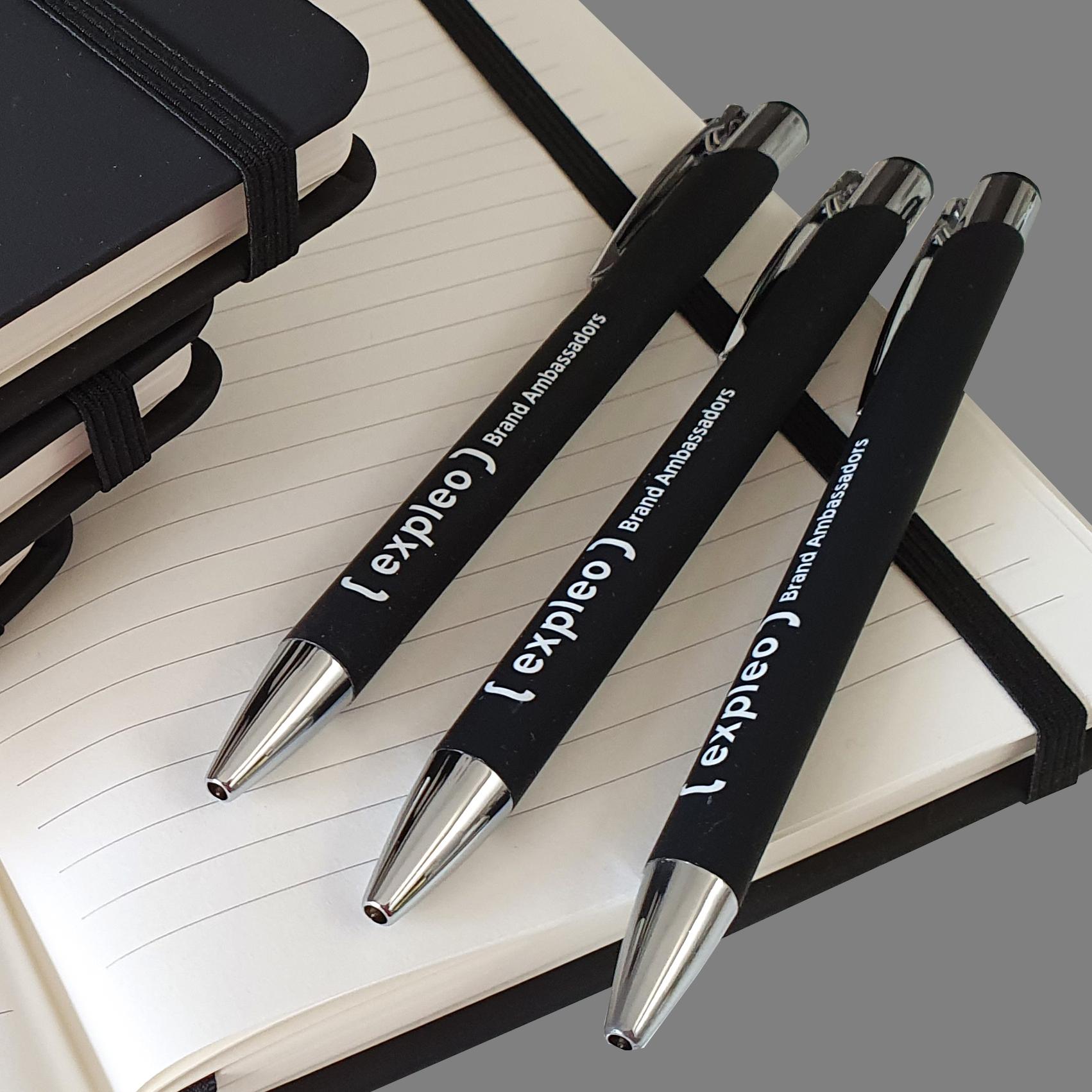 Single colour printed logo soft touch pens