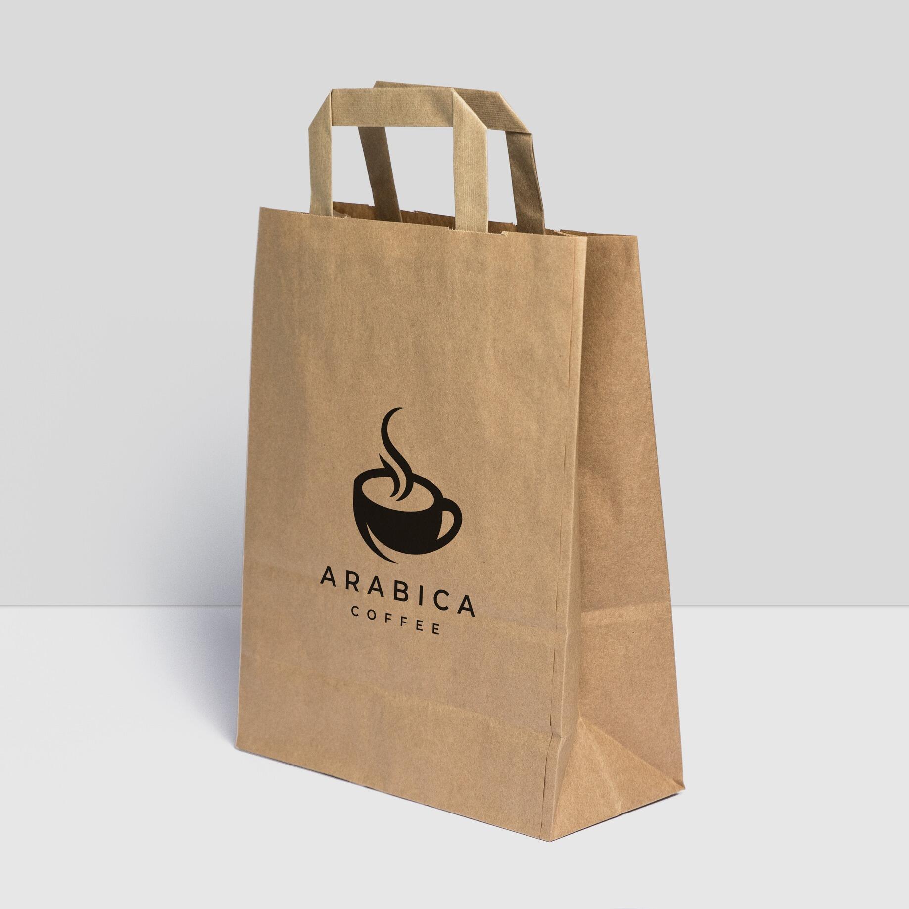 Brown manila manilla flat taped handle giveaway bag full colour printed design
