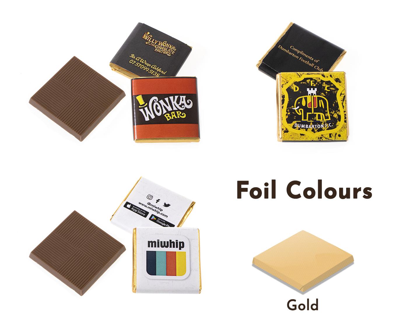 Gold foil custom logo printed chocolate for tradeshows