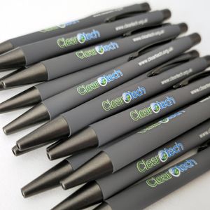 Gunmetal Light Grey Metal Pens Full Colour Logo Printed