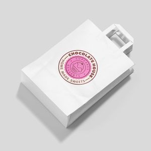 White paper kraft bag full colour logo printed design recycled recyclable