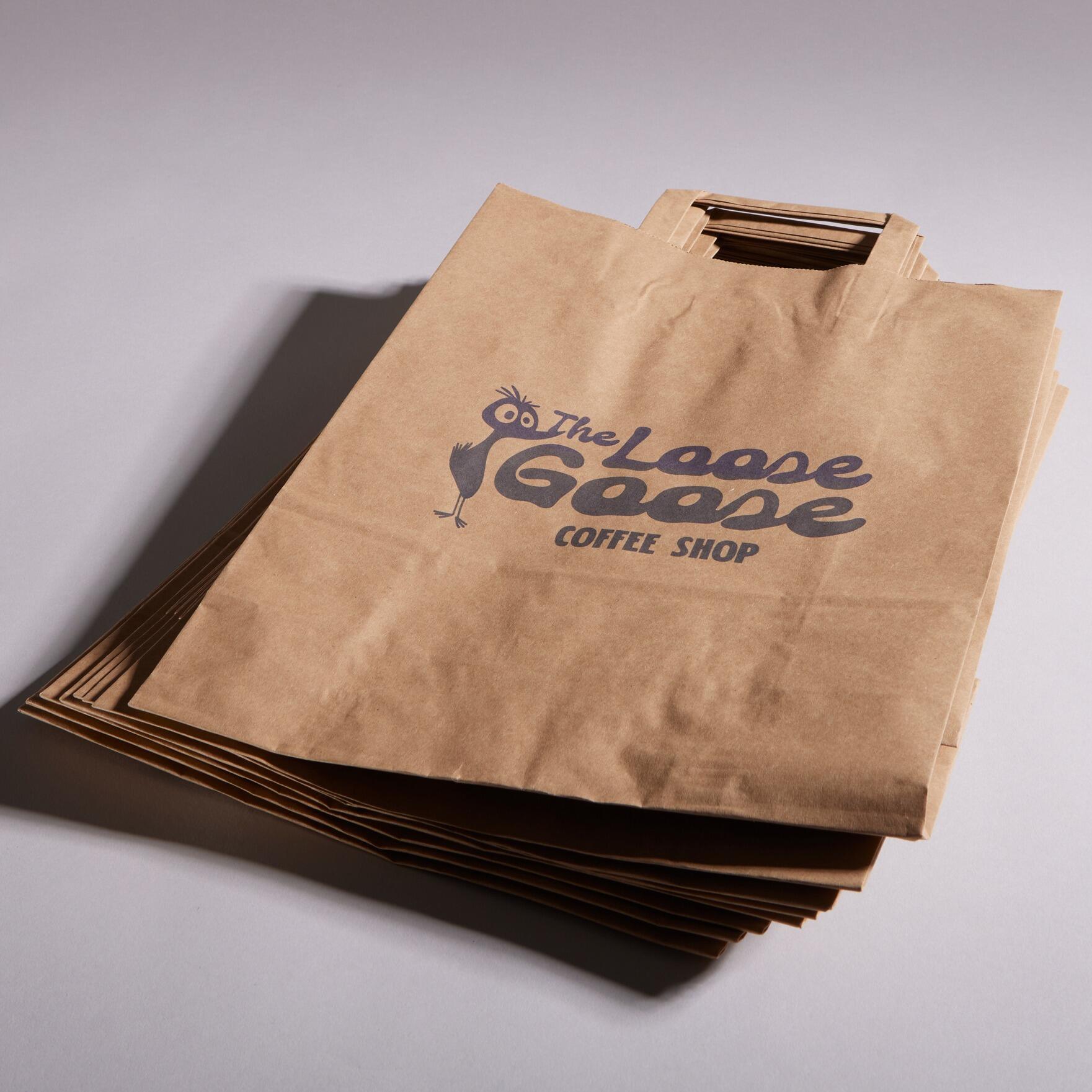 Manila brown logo printed design flat tape handle cheap customised kraft paper bags