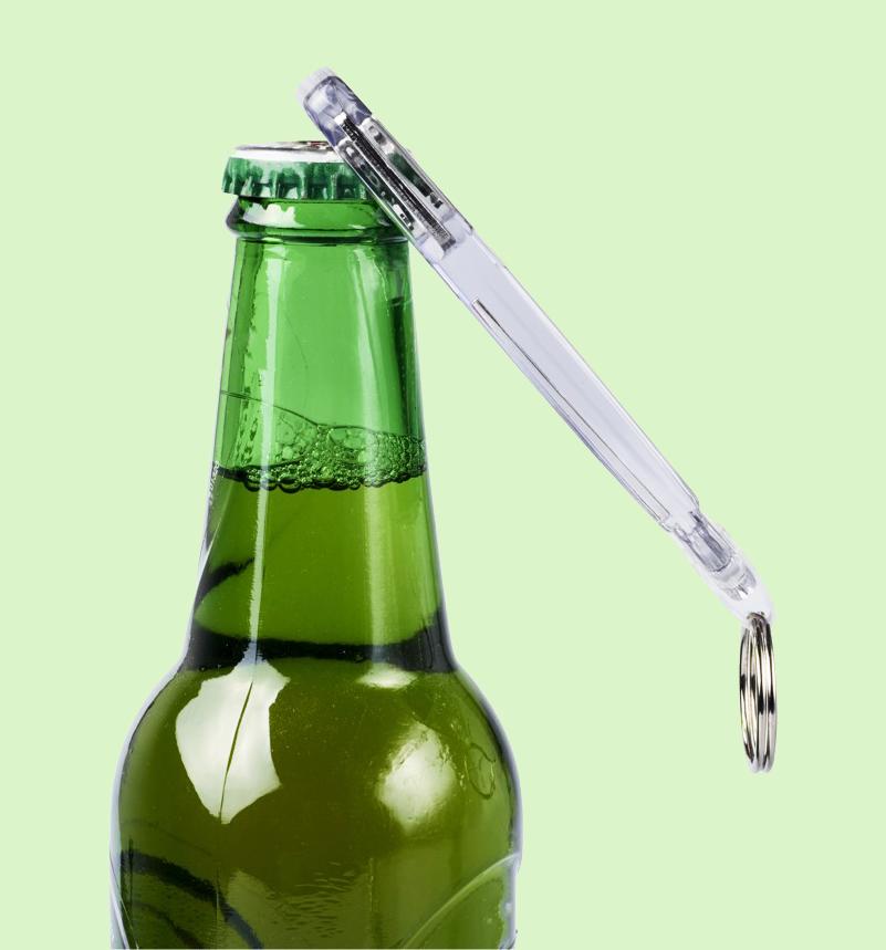 Bottle opener keyring with printed insert