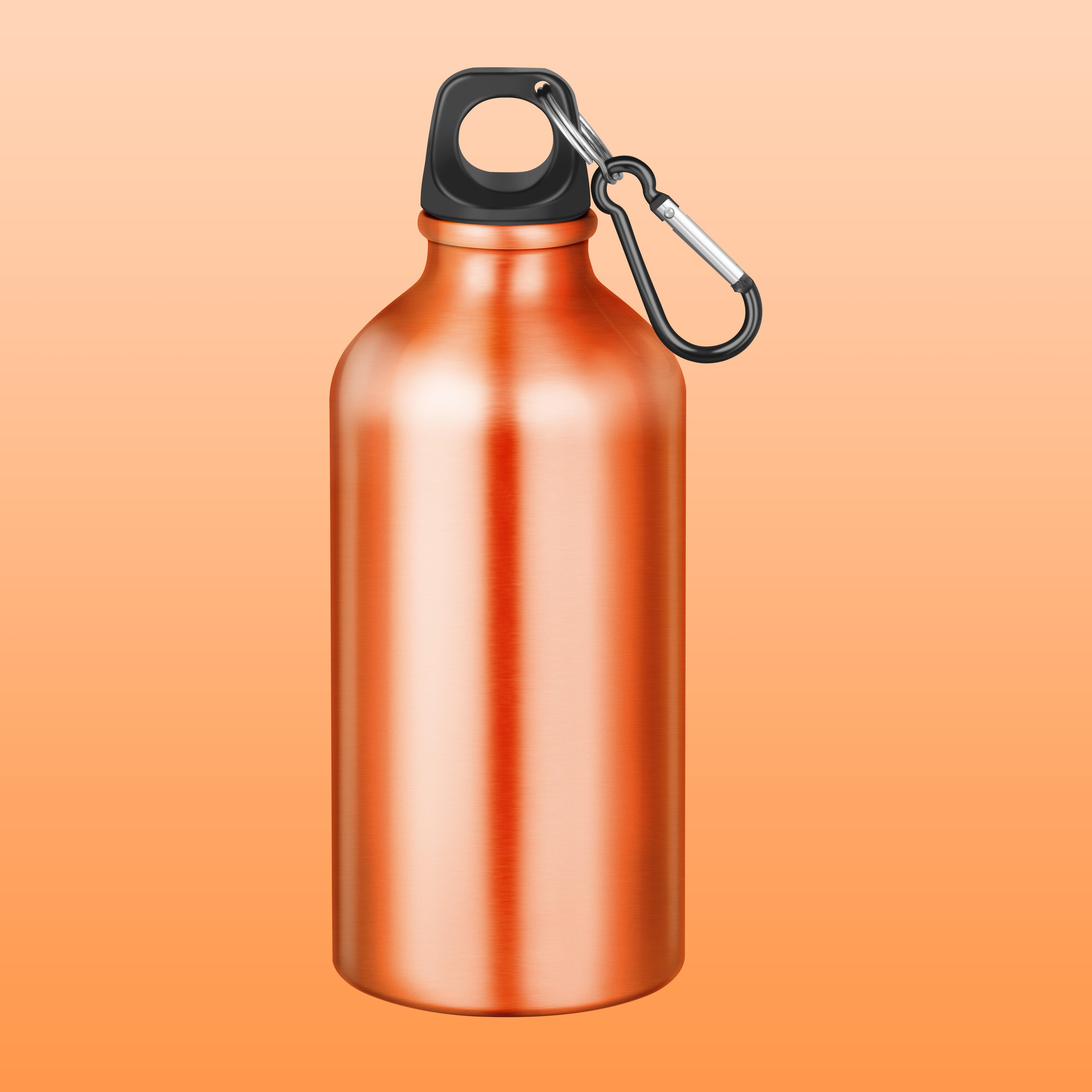 Orange Amber coloured metal custom logo printed aluminum Bottle