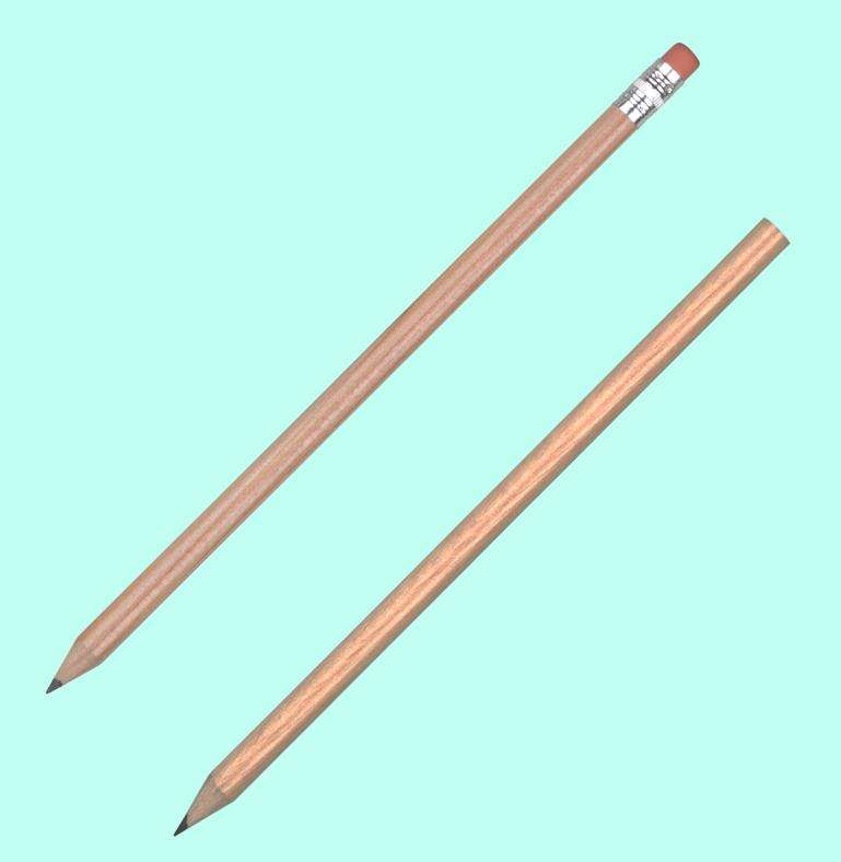 Natural eco wooden pencil with or without eraser