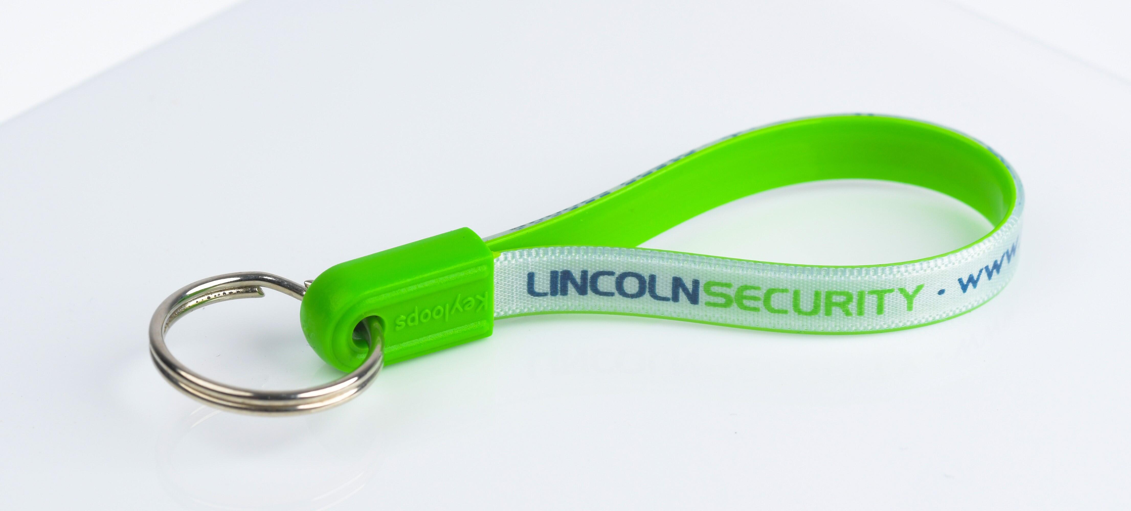 Custom logo printed loop keyring