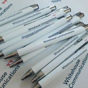 White barrel metal full colour printed promo pens