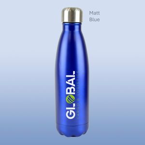 Royal blue matt finish company logo printed drinks bottle event bottle