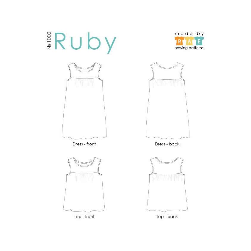 Ruby Dress Pattern Outline Drawing