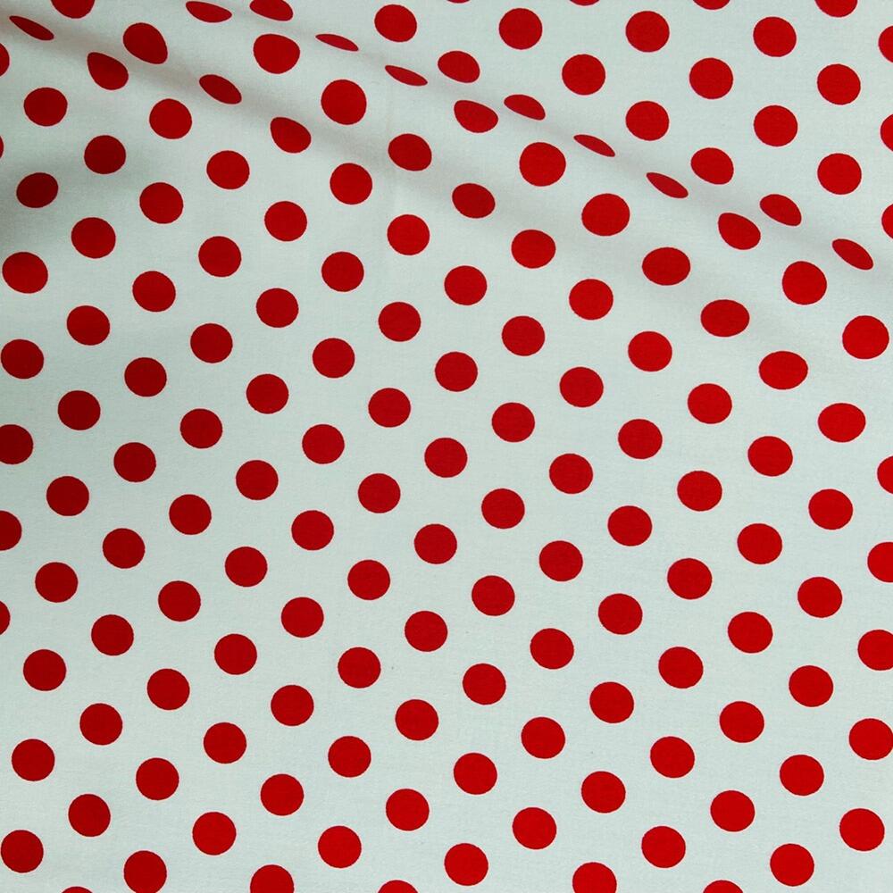 Cotton Sateen Red Polka Dot Print Fabric