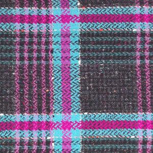 Linton Tweed Turquoise and Fuchsia Pink Check Fabric