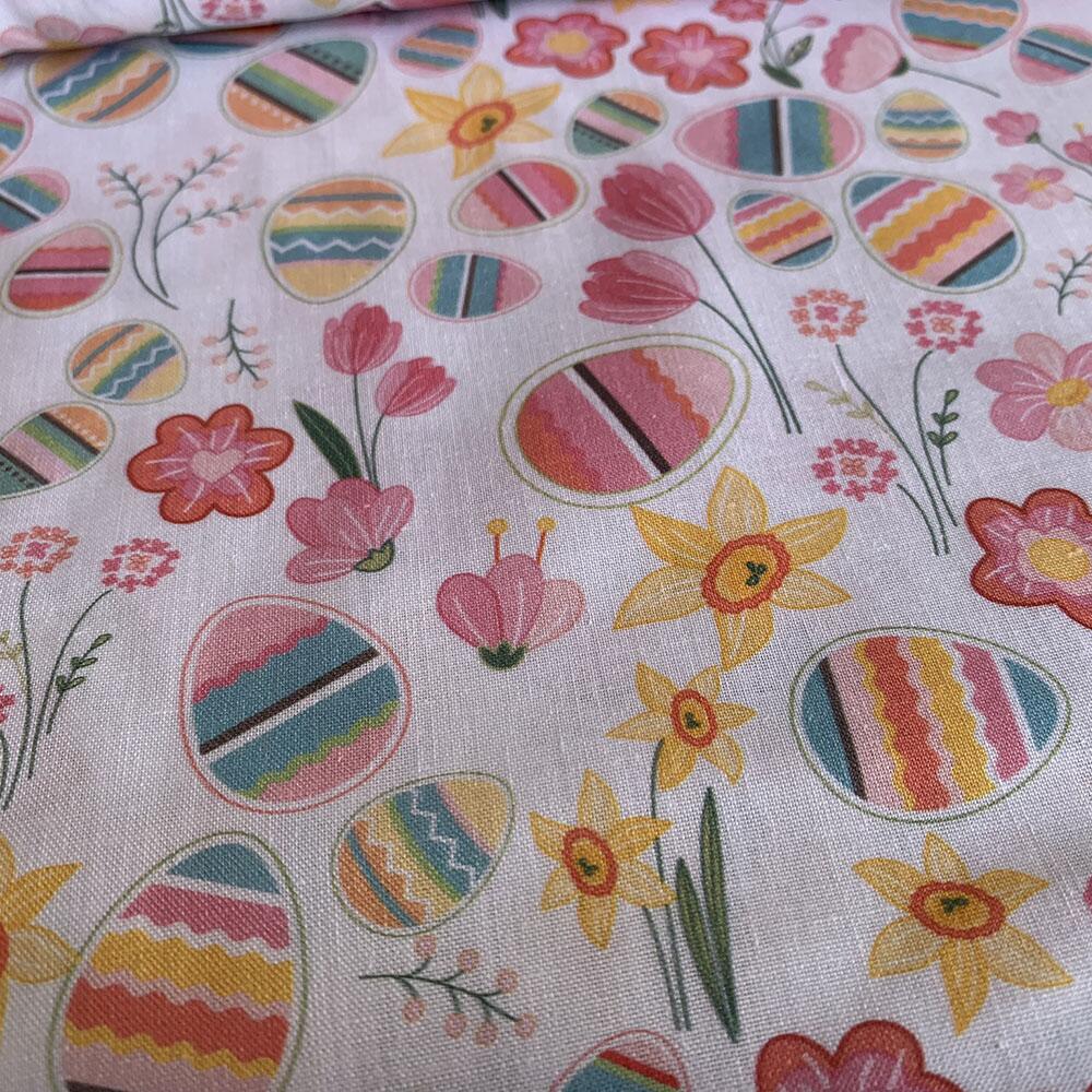 Rose & Hubble Easter Eggs and Flowers Cotton Print Fabric