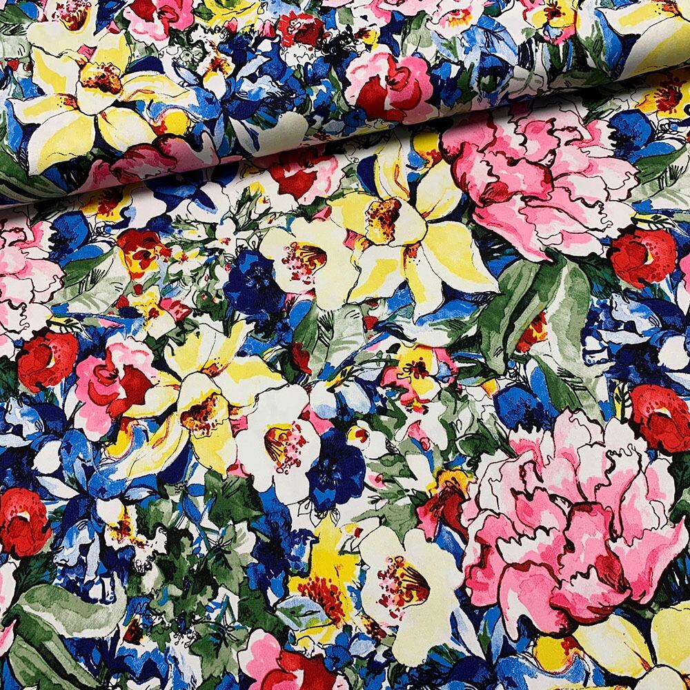 Cotton Sateen Daffodil Print Fabric