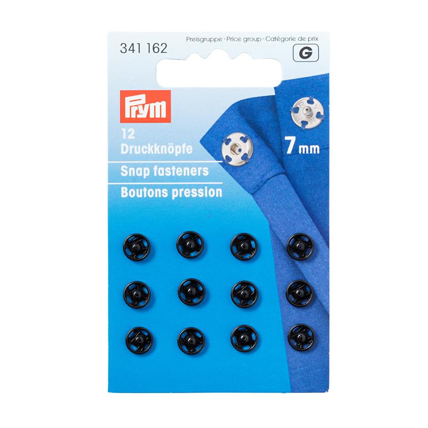 Prym Snap Fasteners 7mm Black with packaging