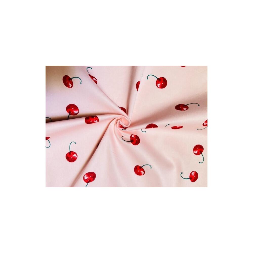 Cotton Sateen Cherry Print Fabric