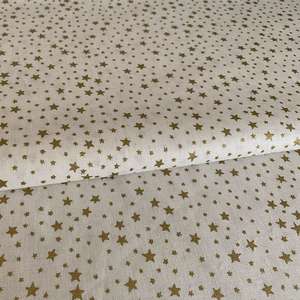 Christmas Fabric cream with gold stars