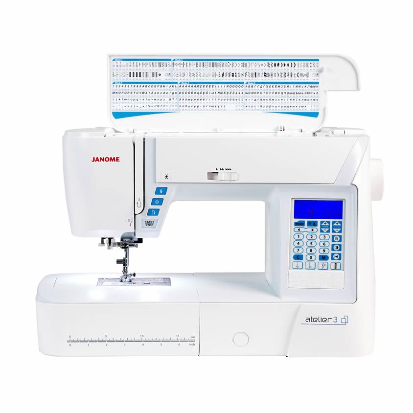 Janome Atelier 3 Sewing Machine with top open