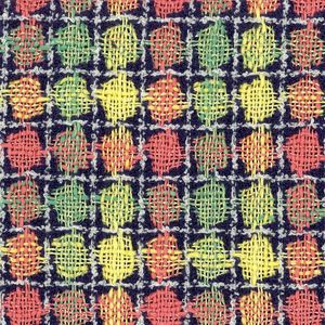 Linton Tweed Green Yellow Peach Navy and Off White Bouclé Fabric