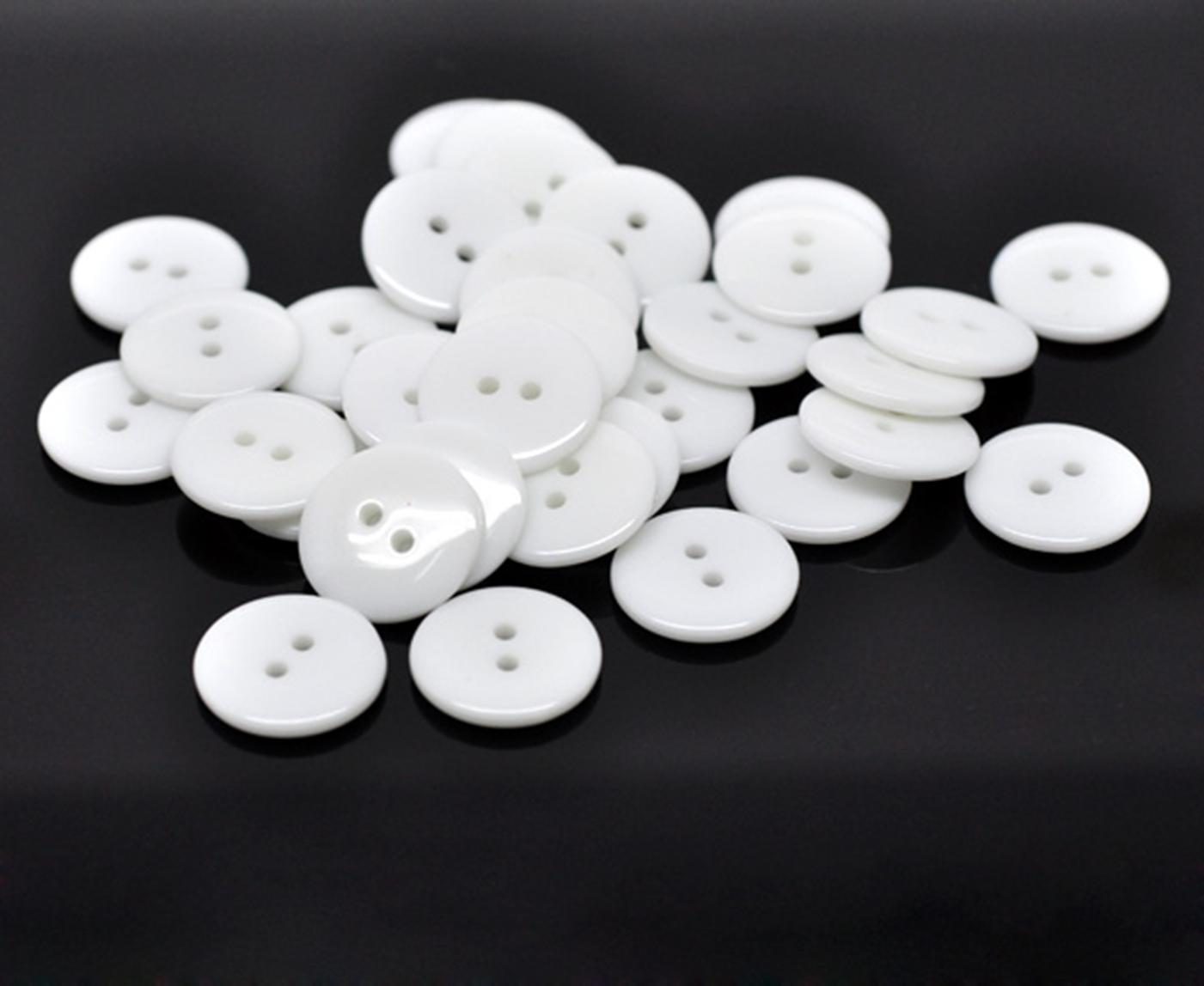 White 23mm round large resin sewing buttons