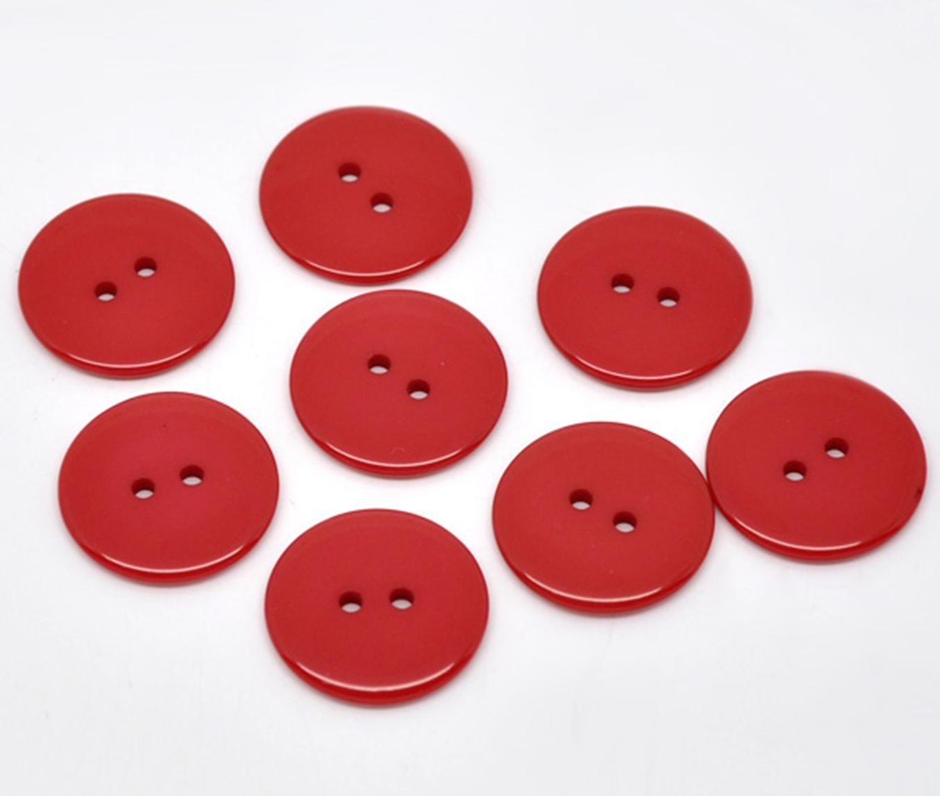 Red 23mm round large resin sewing buttons