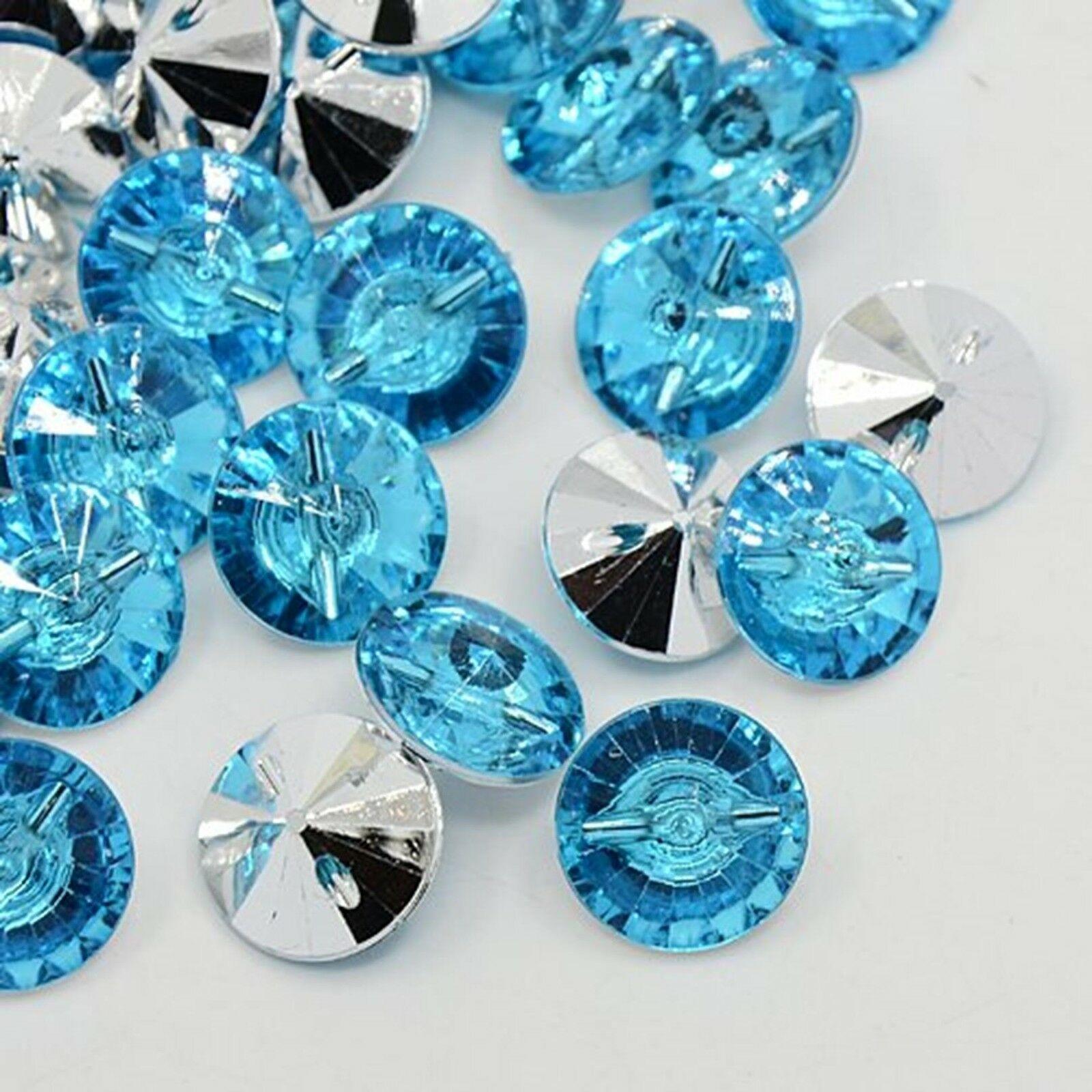 25 to 200 Round Acrylic 15mm Diamond Rhinestone Glass Effect Sewing ...
