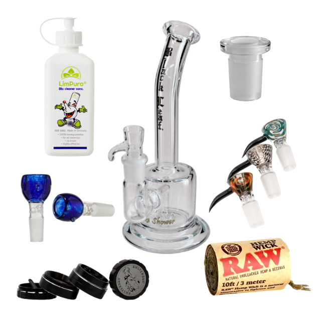 Smoke Shower' Glass Bong + Bundle Kit