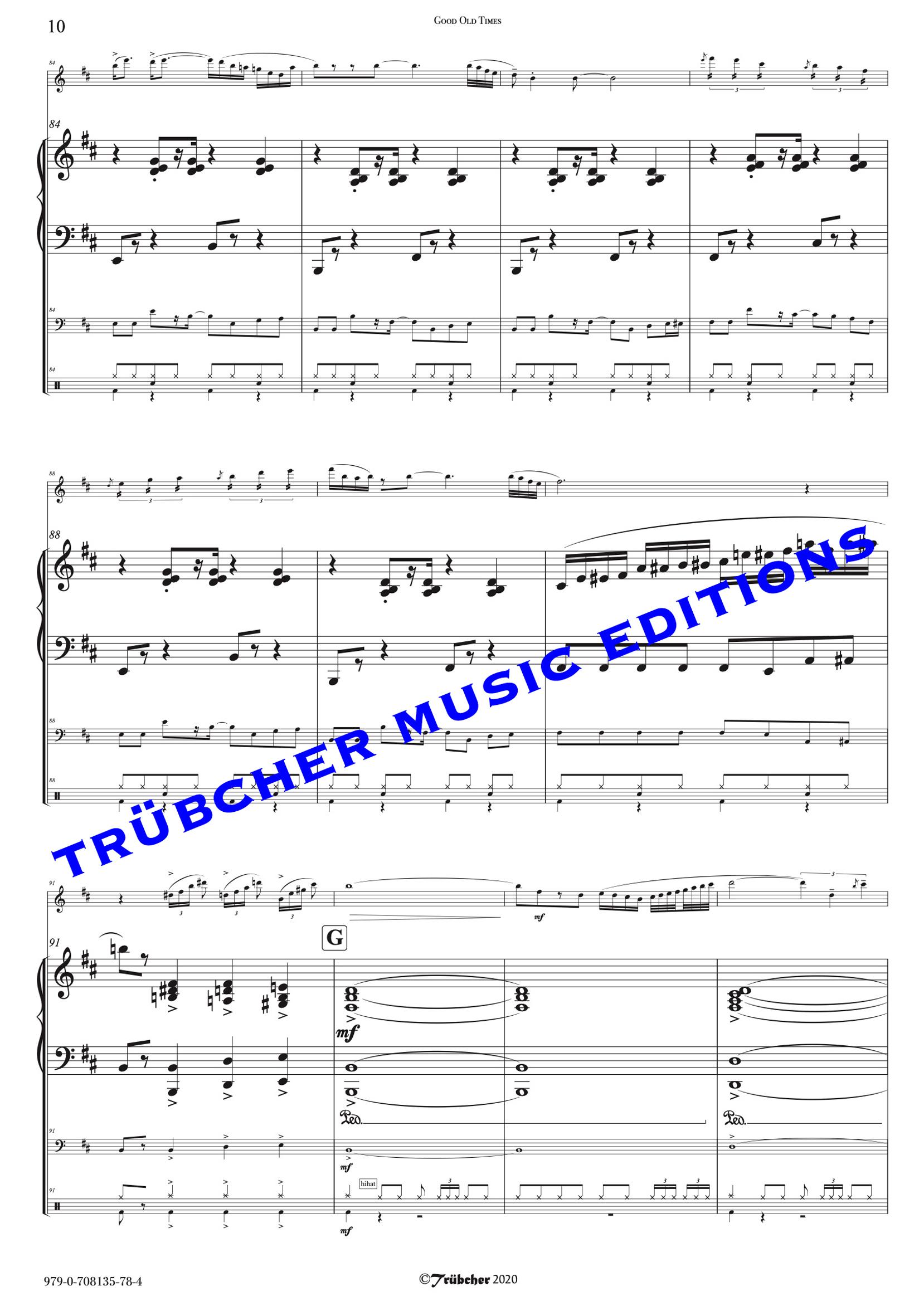 flute & jazz trio sheet music by Marin rabadan