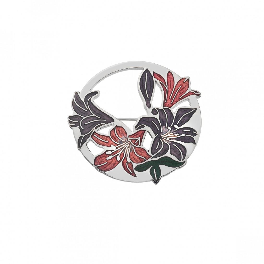 Brooch with Purple & Pink Lilies