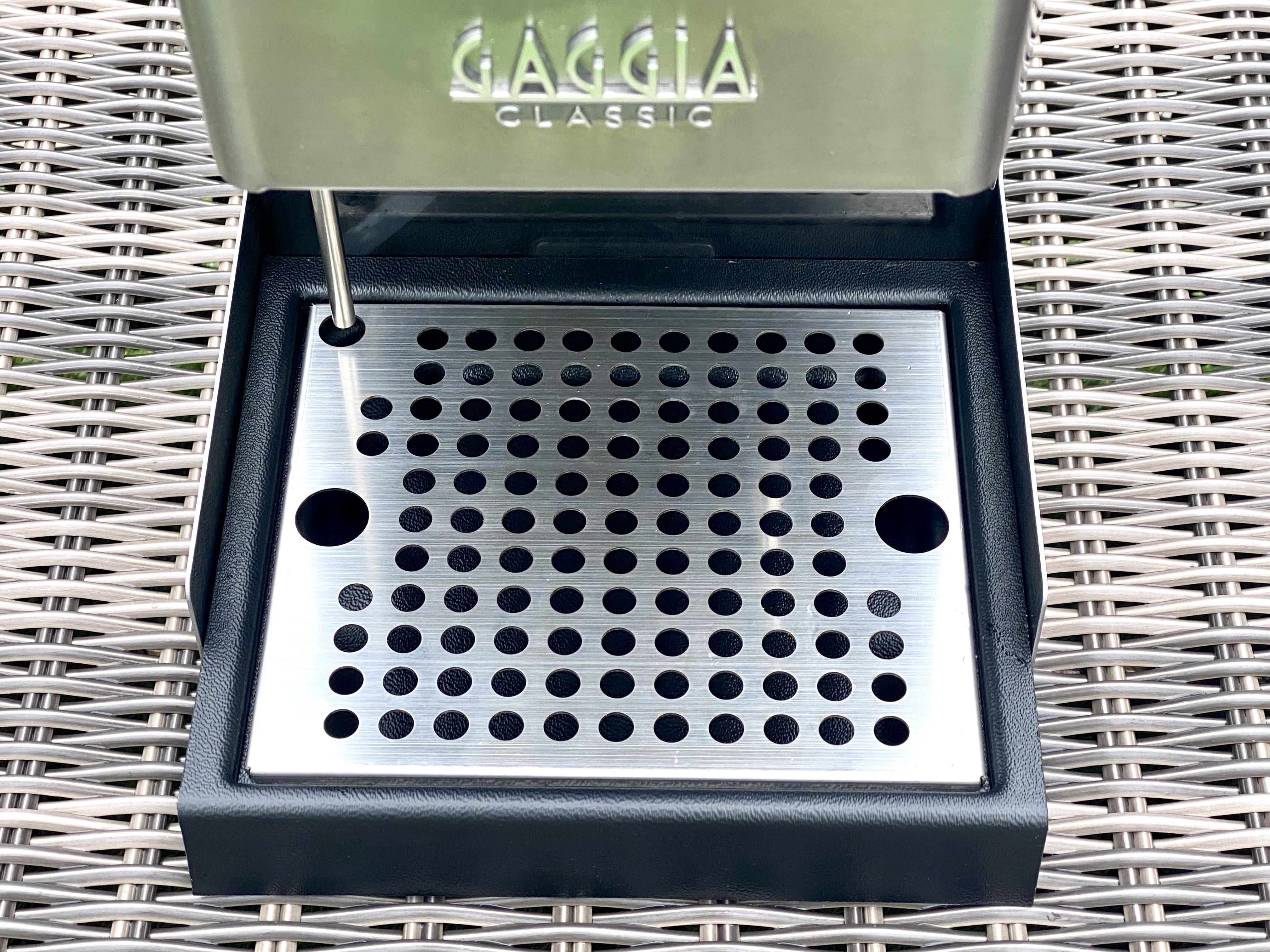 Extended MAX Drip tray with grate and tube installed