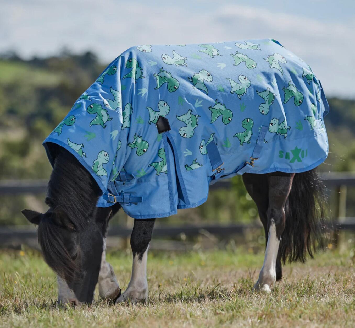 Saxon Defiant 600D Coperta Impermeabile Per Cavallo, Blu Navy/plaid, 200g Polyfill, Taglia Media