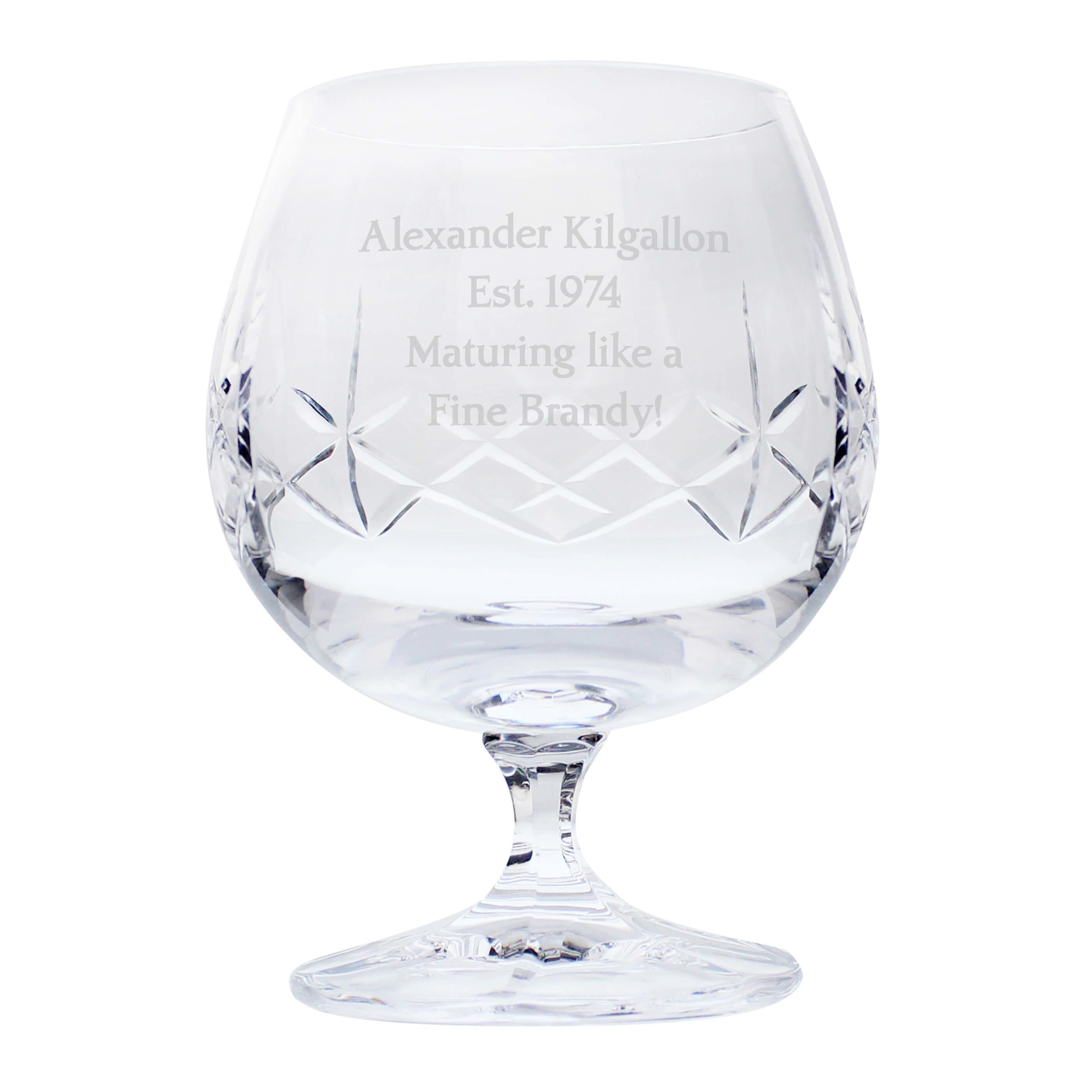 Personalised Cut Crystal Small Brandy Glass GiftsMart