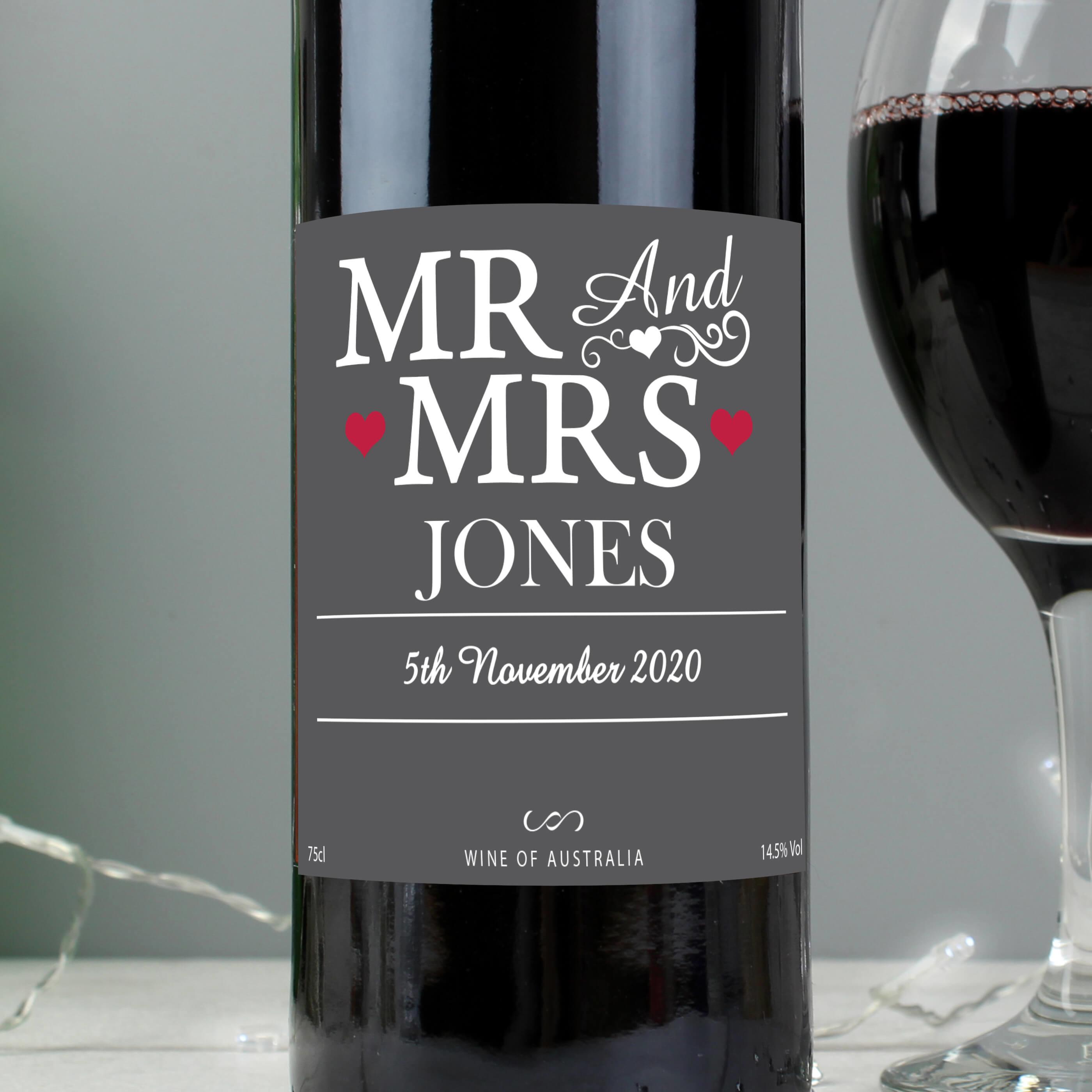 Mr and Mrs Personalised Red Wine - GiftsMart.co.uk - Personalised Wine